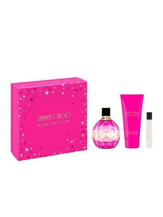 Jimmy Choo Rose Passion Eau De Parfum Spray 100ml Set 3 Pezzi Donna