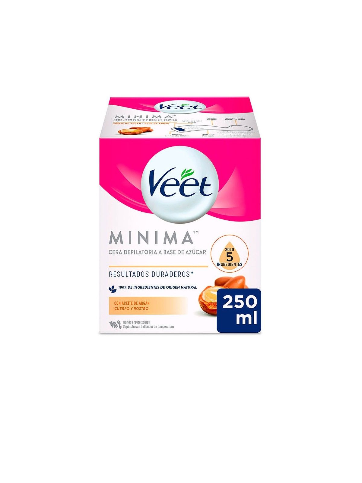 Veet CERA CALDA NATURALE olio di argan per tutti i tipi di pelle 250ml donna