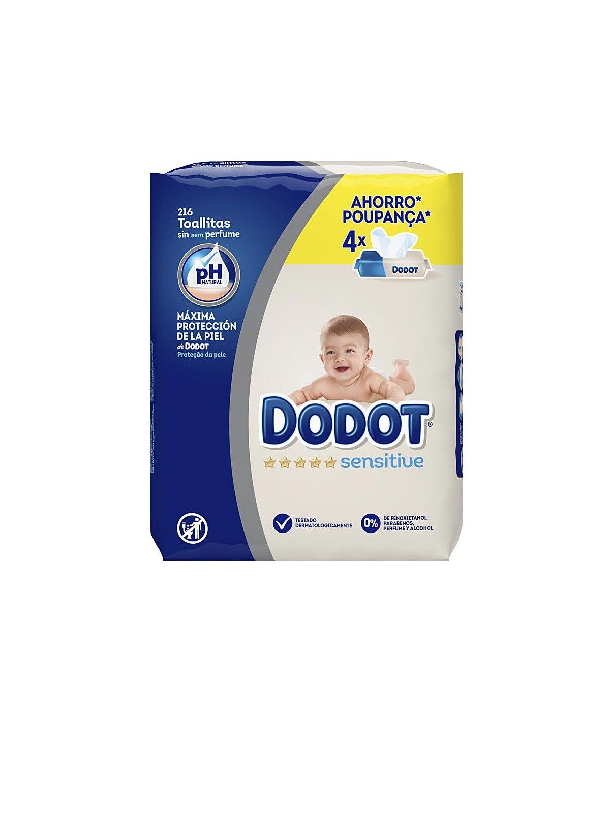 Dodot DODOT SENSITIVE PH natural toallitas hï¿½ï¿½medas 216 pz unisex