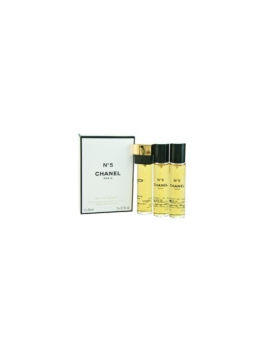 Chanel No 5 Giftset donna 60ml 2x eau de toilette Spray Refill 20Ml-1x eau de toilette Spray 20Ml- Twist and Spray - Purse Spray
