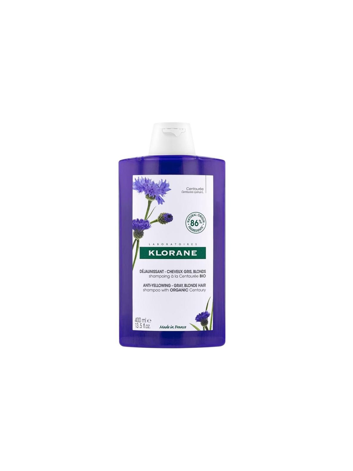 Klorane A LA CENTAUREA BIO shampoo antigiallo per capelli grigi e biondi 400ml unisex