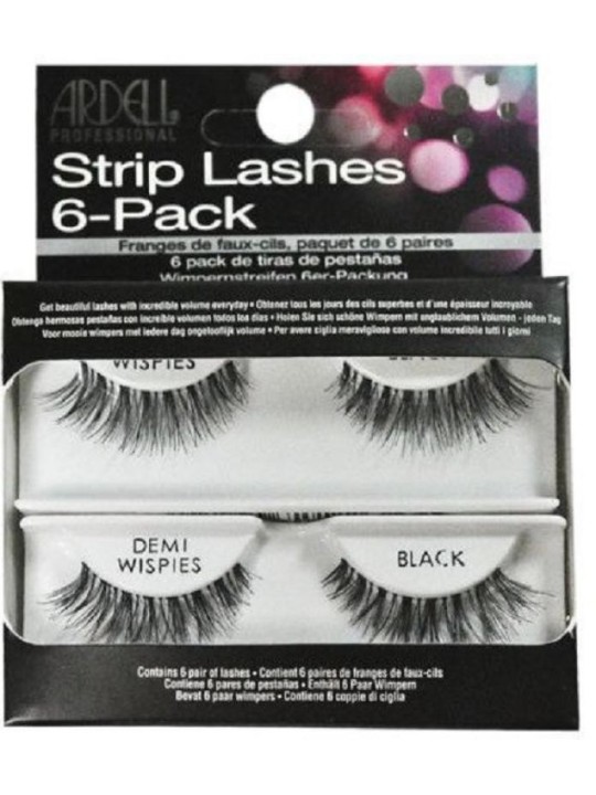 ARDELL Strip Lashes Demi Wispies, 6Pack, 6 paia di ciglia finte Nere