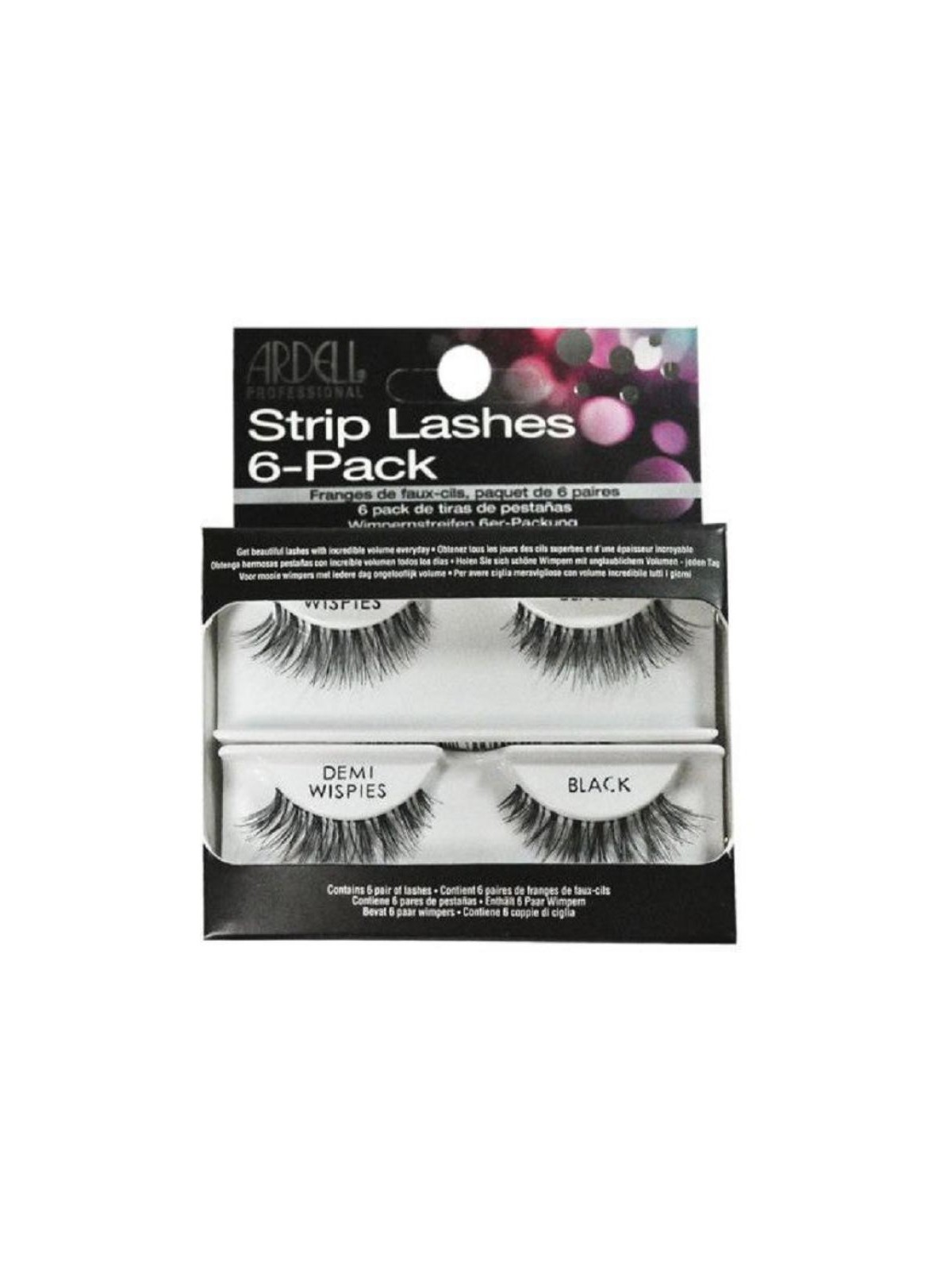 ARDELL Strip Lashes Demi Wispies, 6Pack, 6 paia di ciglia finte Nere