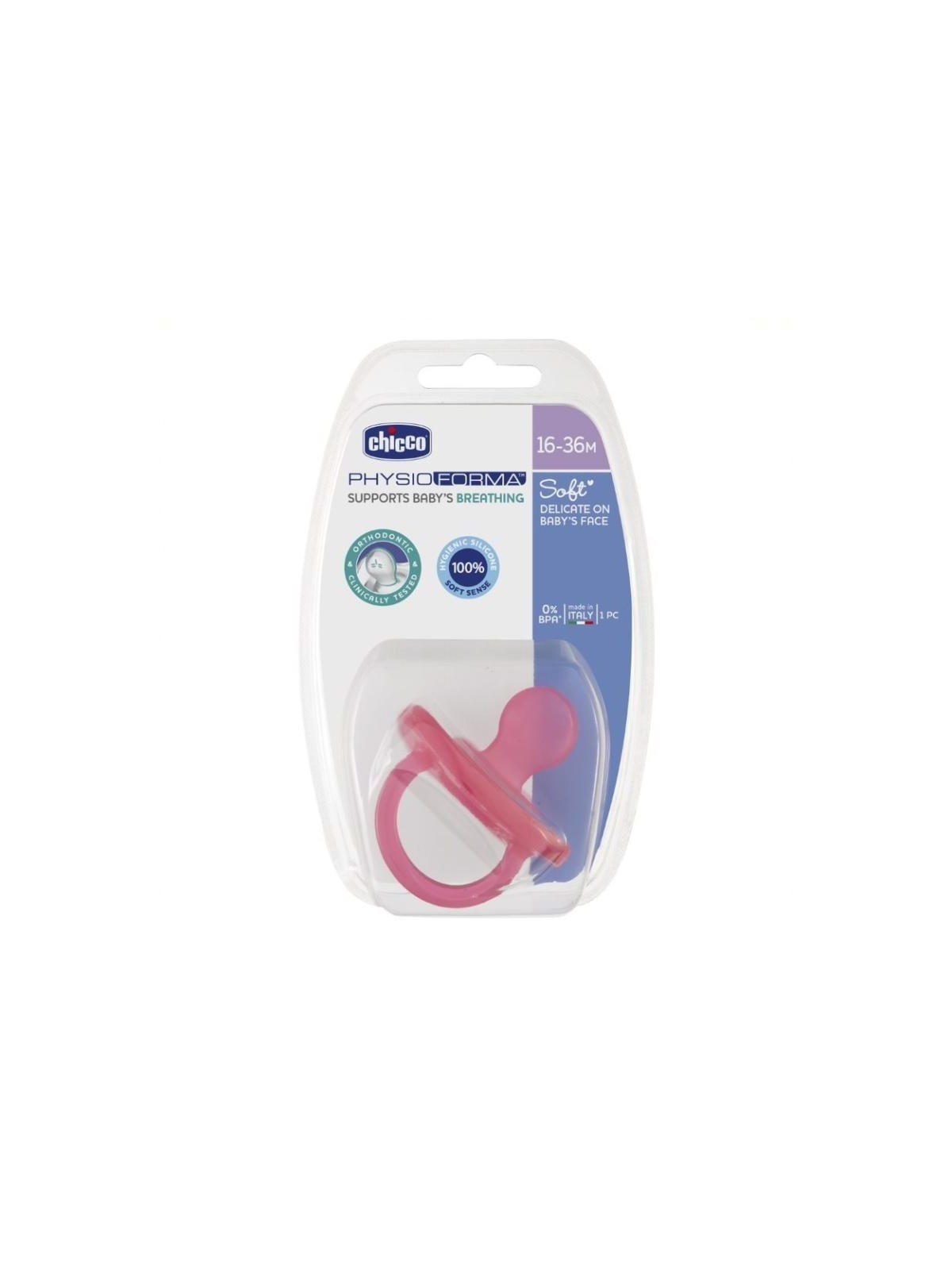CHICCO PhysioForma Ciuccio in silicone morbido 1636m Rosa 1 pz