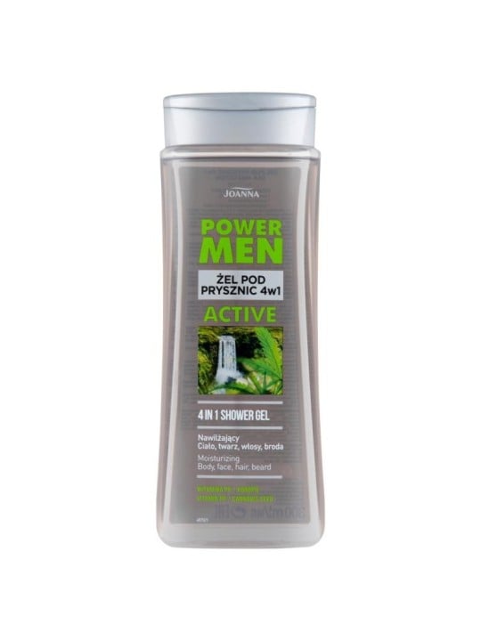 JOANNA Power Men gel doccia per uomo 4in1 Canapa attiva e vitamina PP 300ml