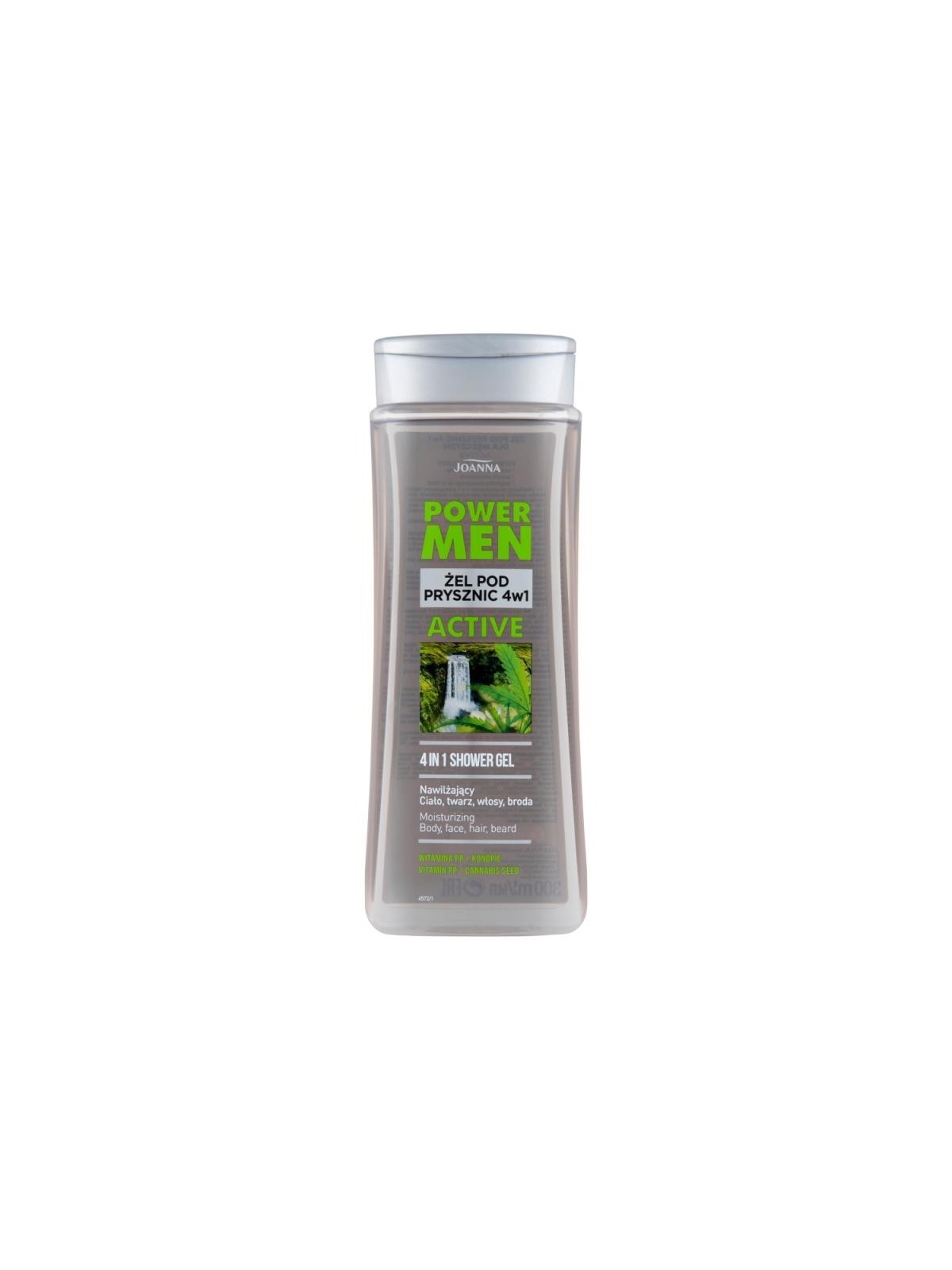 JOANNA Power Men gel doccia per uomo 4in1 Canapa attiva e vitamina PP 300ml