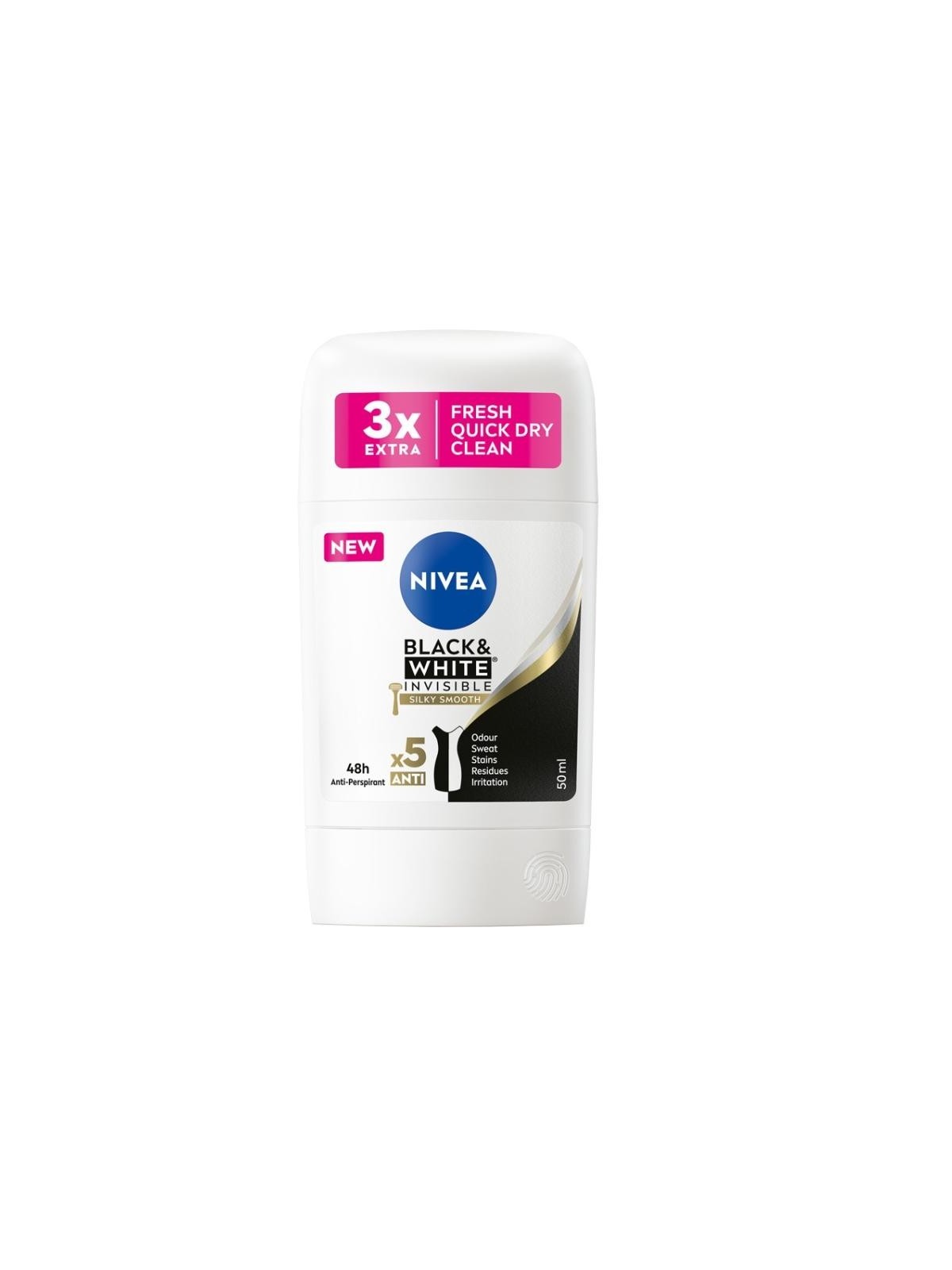 NIVEA BlackWhite Invisible Silky Smooth stick antitraspirante 50ml