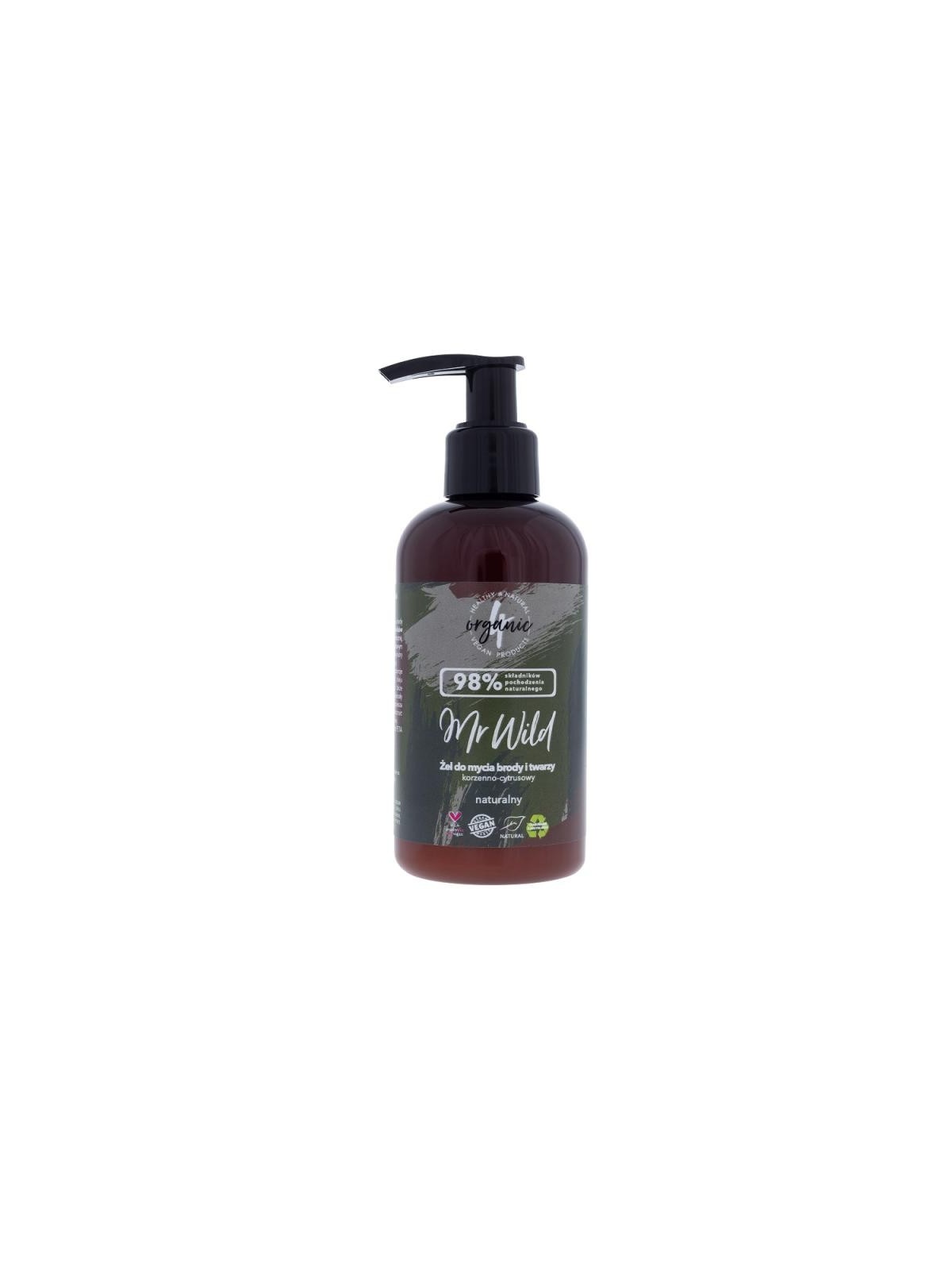 4ORGANIC Mr Wild Spicy-Citrus gel detergente barba e viso