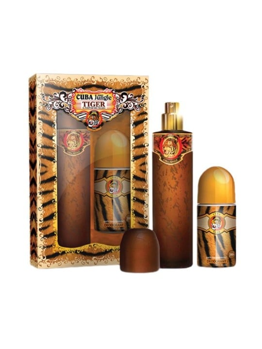 SET Cuba Jungle Tiger Eau de parfum spray 100ml DEO ROLLON 50ml