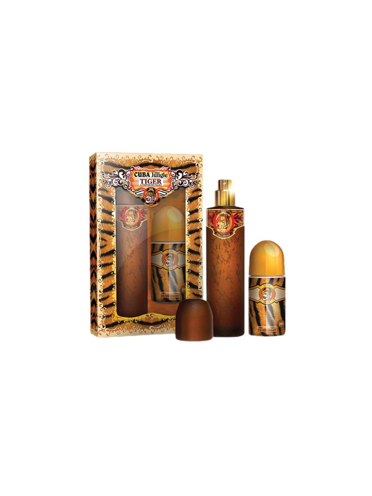 SET Cuba Jungle Tiger Eau de parfum spray 100ml DEO ROLLON 50ml