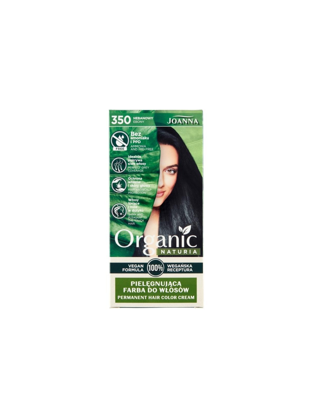 JOANNA Naturia Tintura per capelli biologica senza ammoniaca e PPD 350 Ebony Heban