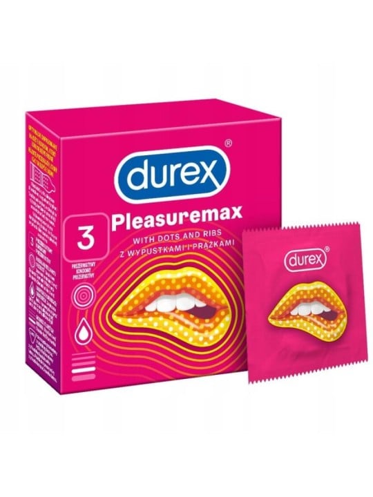 DUREX Pleasuremax Preservativi a coste con borchie 3 pz