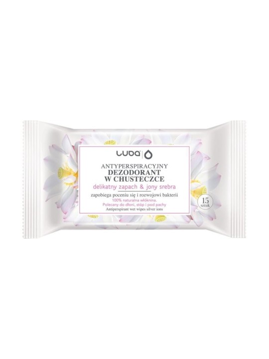 LUBA Salviette antitraspiranti Fragranza delicata e Ioni dArgento 15 pz