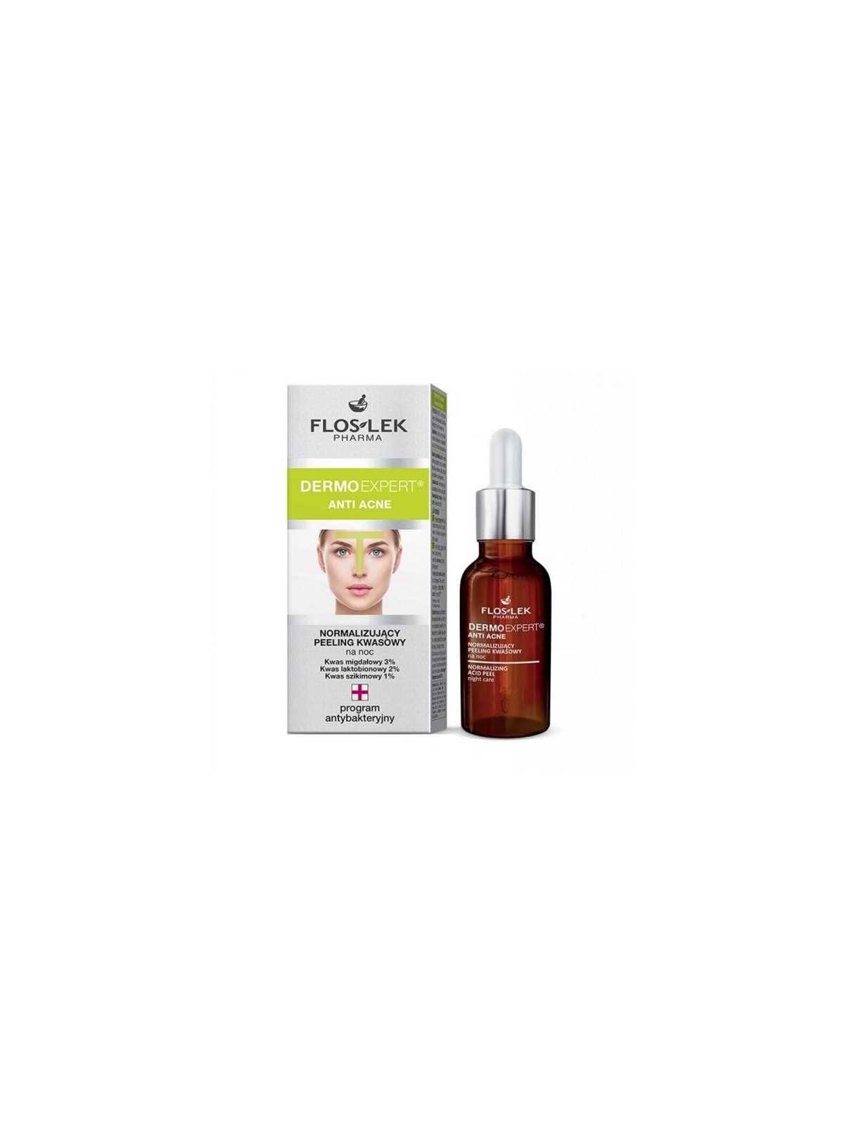 FLOSLEK Dermoexpert Peeling acido normalizzante antiacne per la notte 30ml