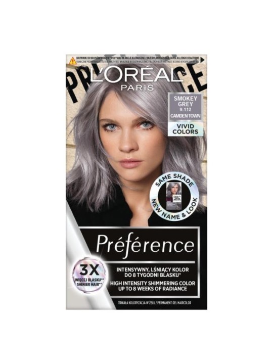 LOREAL Preference Vivid Colors Hair Dye 9112 Smokey Grey