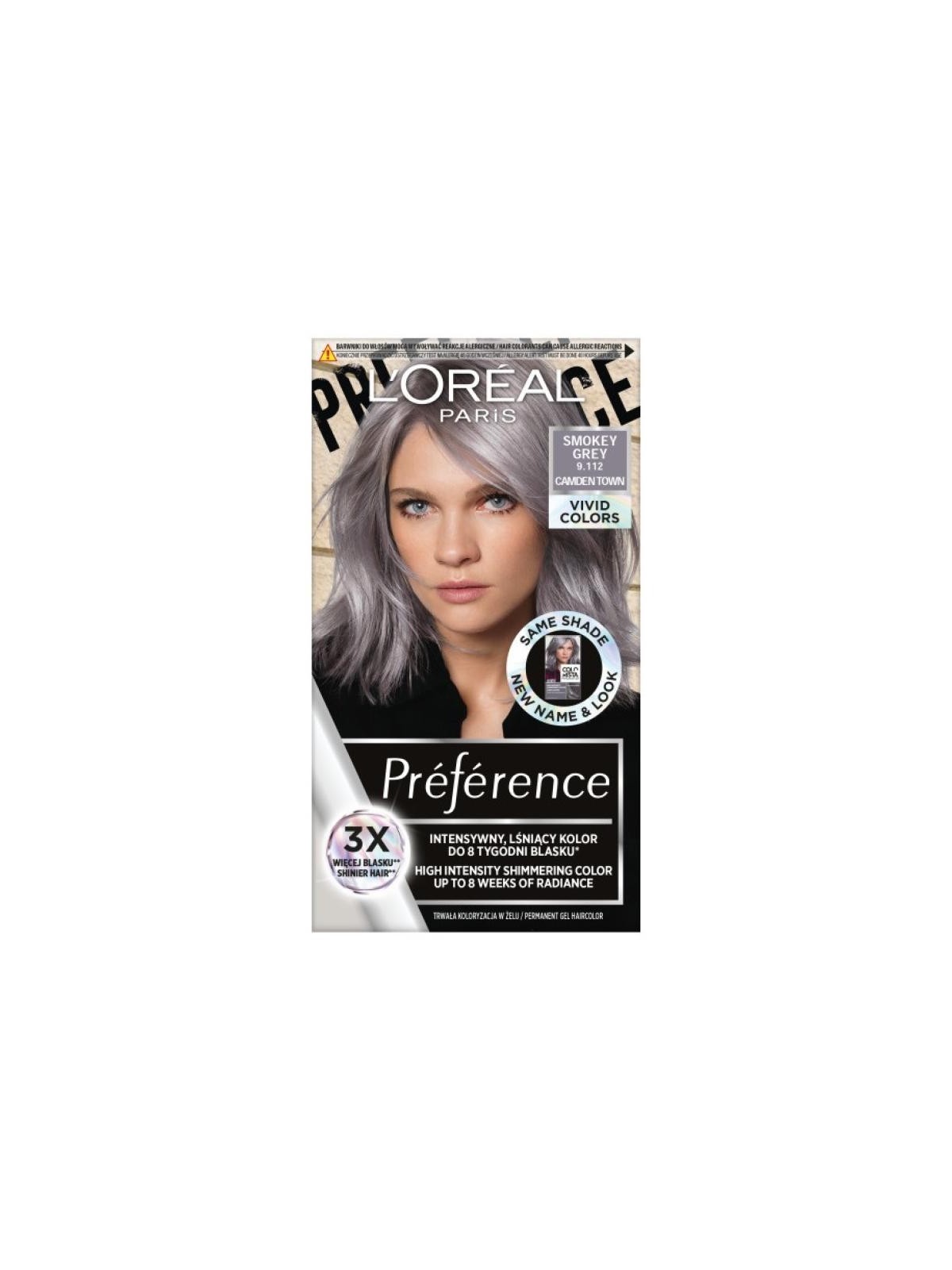 LOREAL Preference Vivid Colors Hair Dye 9112 Smokey Grey