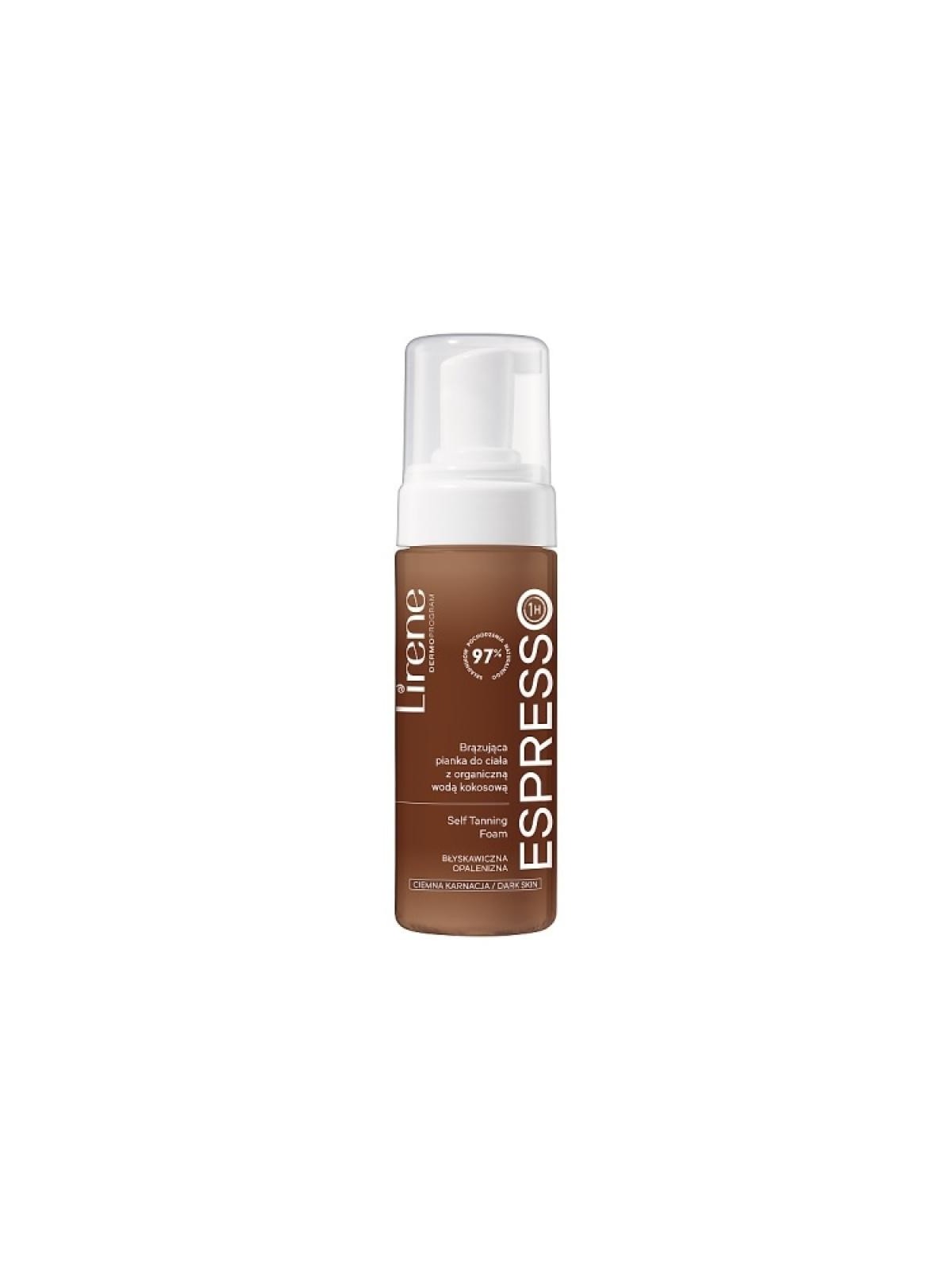 LIRENE Self Tanning Foam schiuma corpo abbronzante con acqua di cocco biologica Espresso 150ml