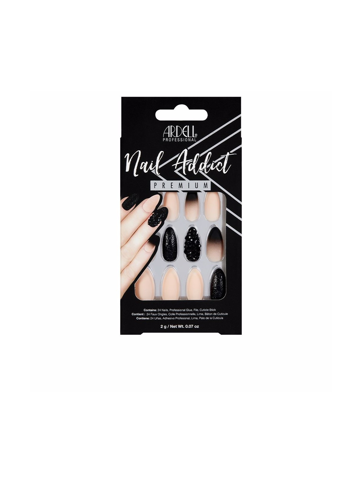Ardell NAIL ADDICT borchie nere e sfumatura rosa