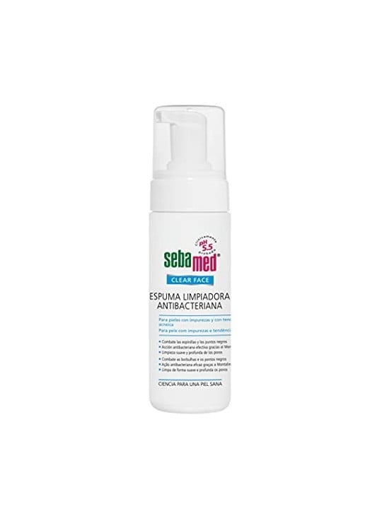 Schiuma detergente antibatterica viso trasparente donna 150ml