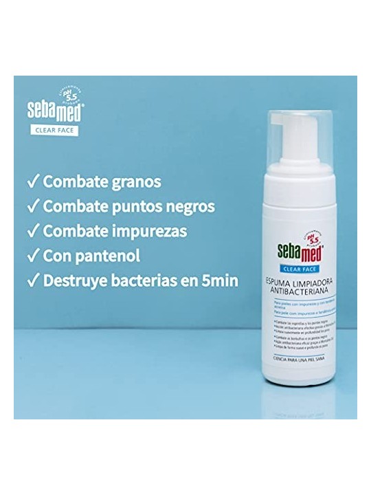 Schiuma detergente antibatterica viso trasparente donna 150ml