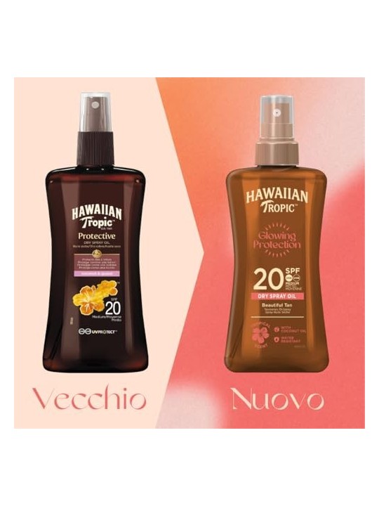Hawaiian Tropic Olio Spray Secco Protettivo SPF20 Medio 200ml Vaporizzatore Unisex