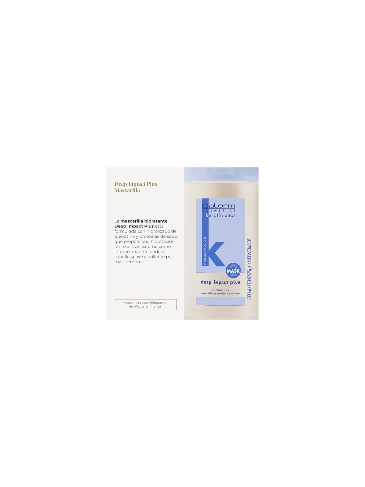 Salerm KERATIN SHOT maschera ad alto impatto plus 1000ml unisex