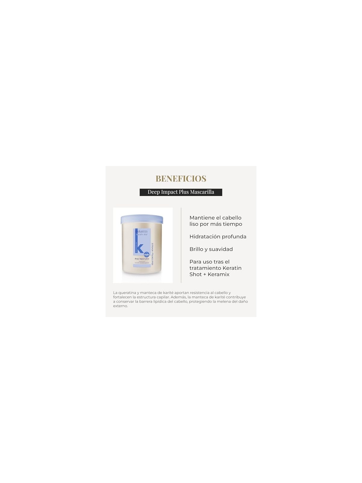 Salerm KERATIN SHOT maschera ad alto impatto plus 1000ml unisex