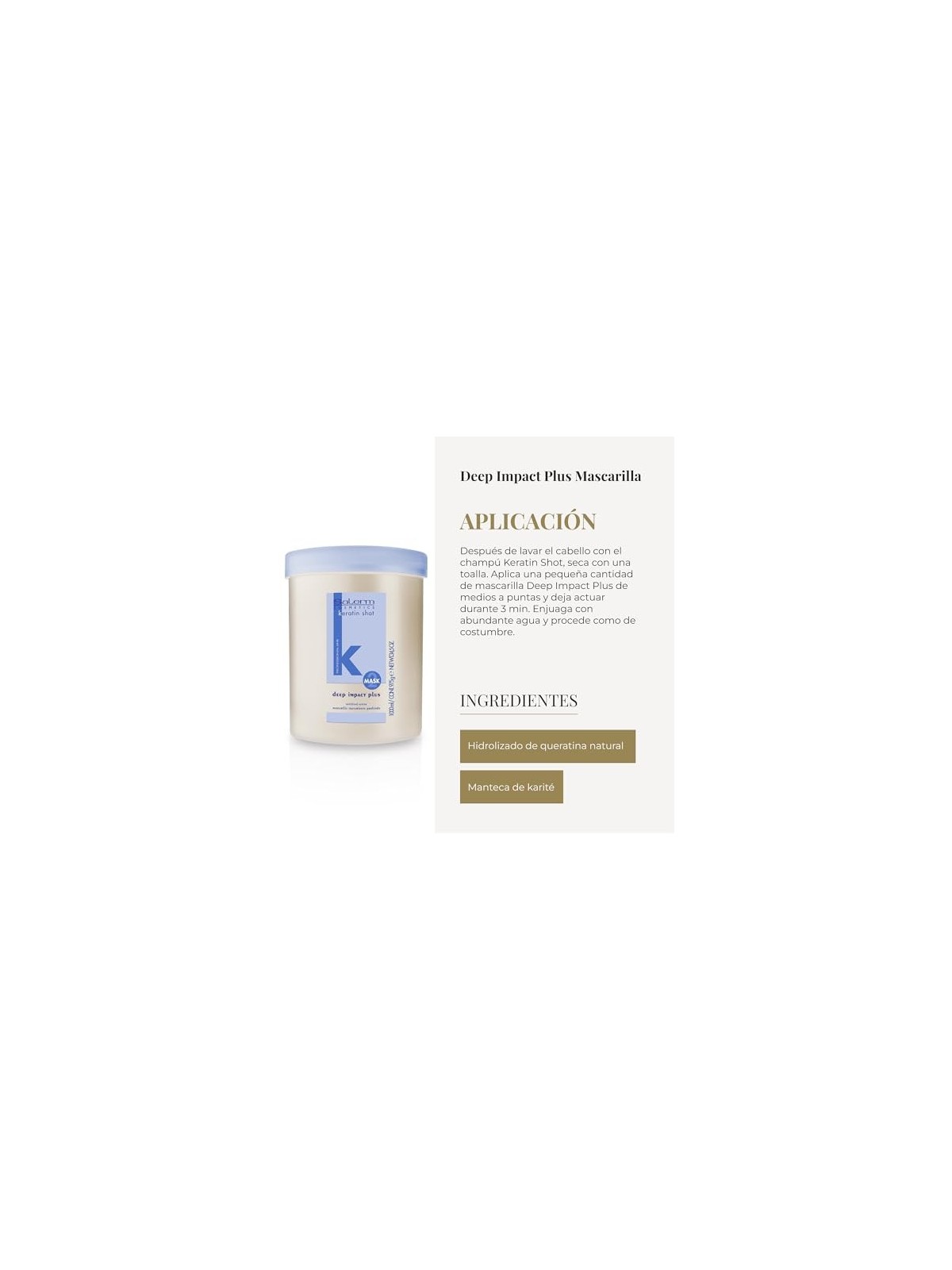 Salerm KERATIN SHOT maschera ad alto impatto plus 1000ml unisex