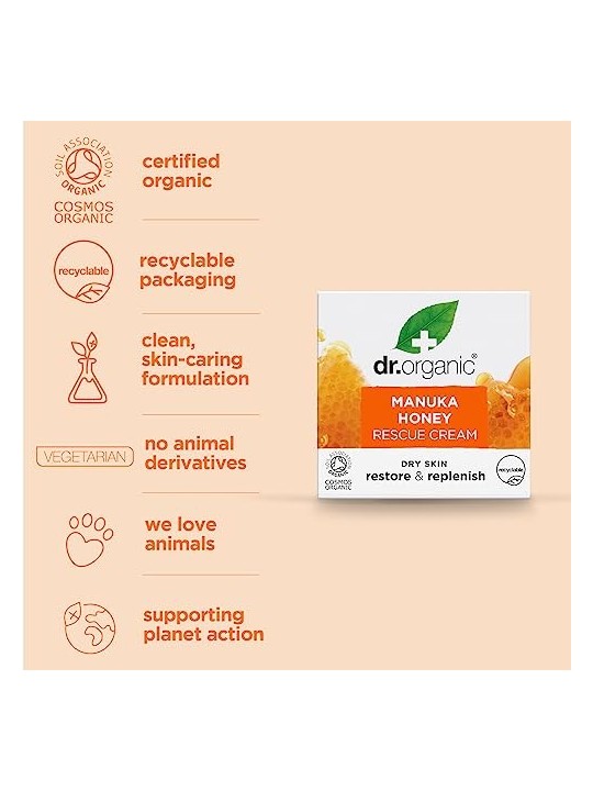 Dr Organic Manuka Honey Rescue Cream 50ml Unisex