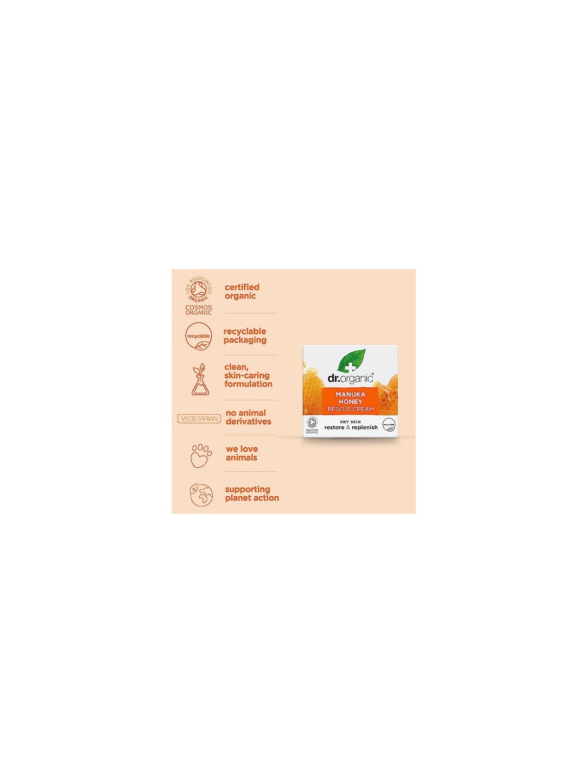 Dr Organic Manuka Honey Rescue Cream 50ml Unisex