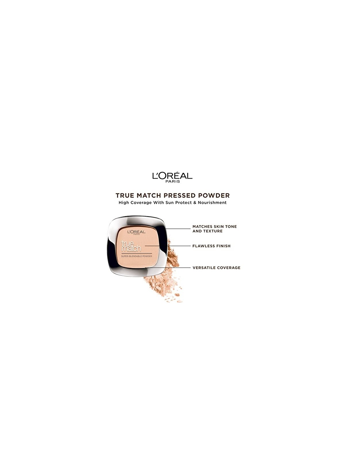 LOrï¿½ï¿½al True Match Powder Compact La Polvere 9 g  Tonalit D5 W5 Sabbia dorata donna  D5  W5 Golden Sand