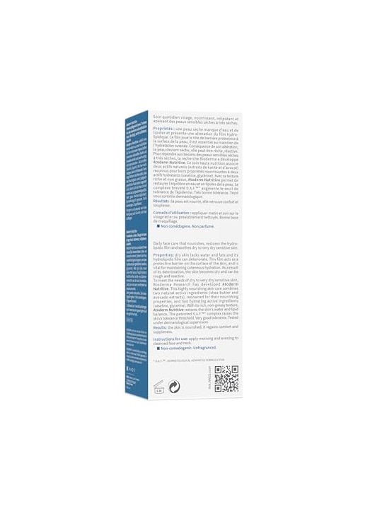 Bioderma Atoderm Nutritive High Nutrition Cream Crema nutriente lenitiva per la pelle secca del viso donna 40ml