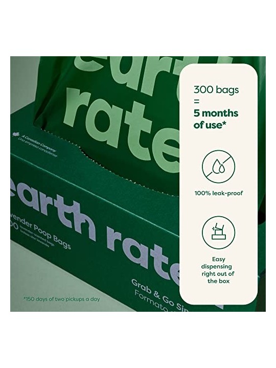 Earth Rated ROLLO sacchetto per animali domestici dispenser lavanda 300 unit unisex