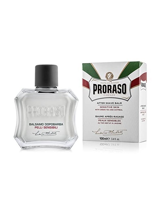 Balsamo Dopobarba Bianco Proraso per pelli sensibili al t verde uomo 100ml