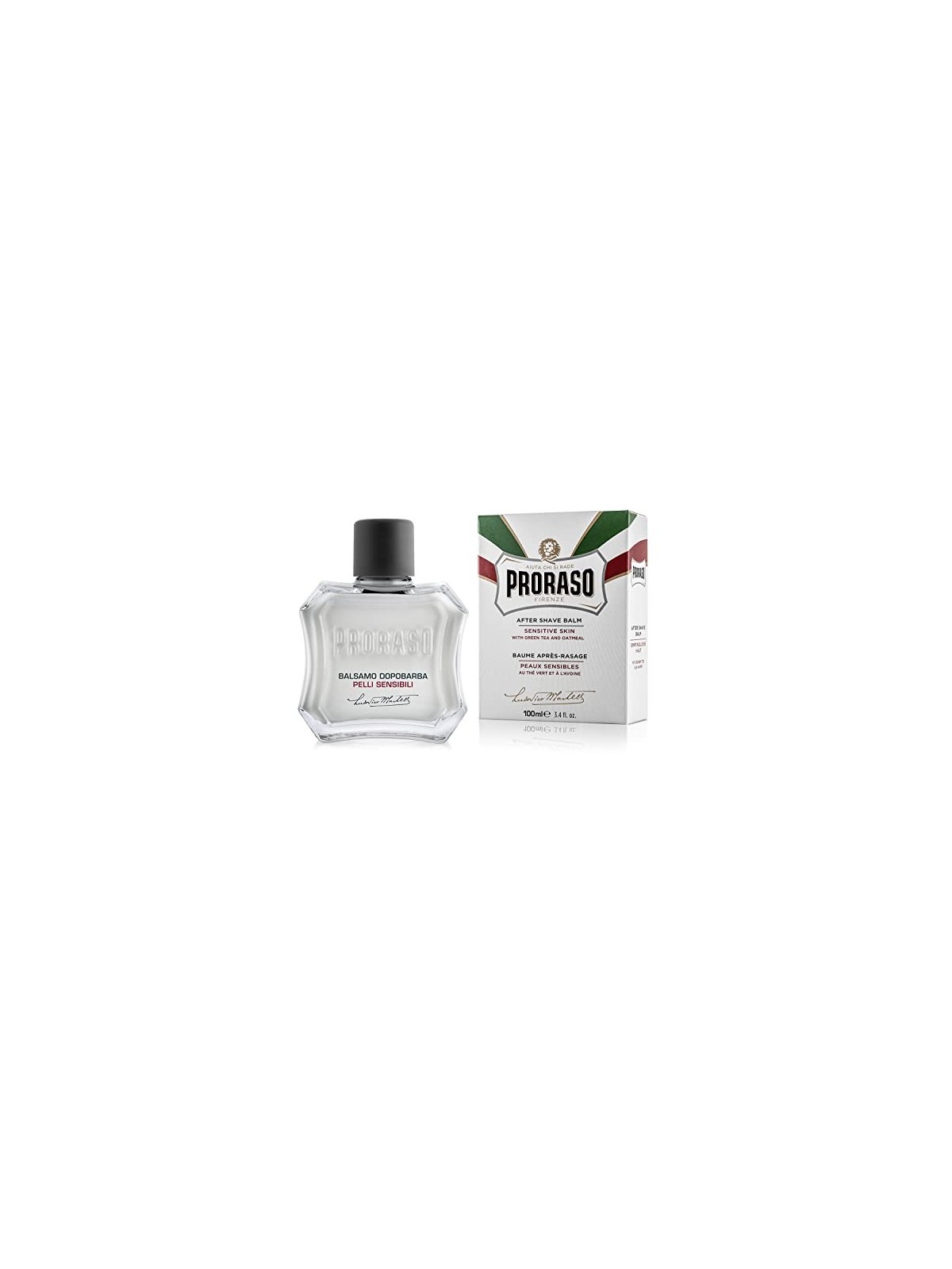 Balsamo Dopobarba Bianco Proraso per pelli sensibili al t verde uomo 100ml
