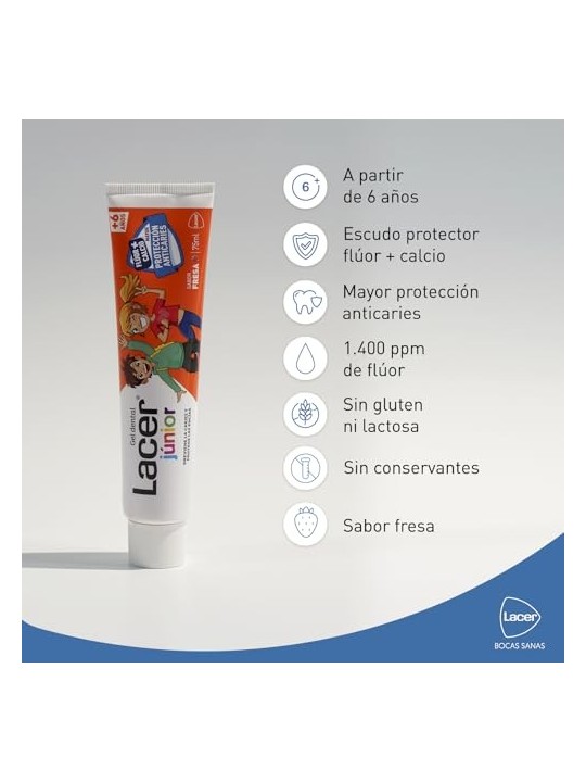 Gel dentale fragola Lacer JUNIOR 75ml unisex