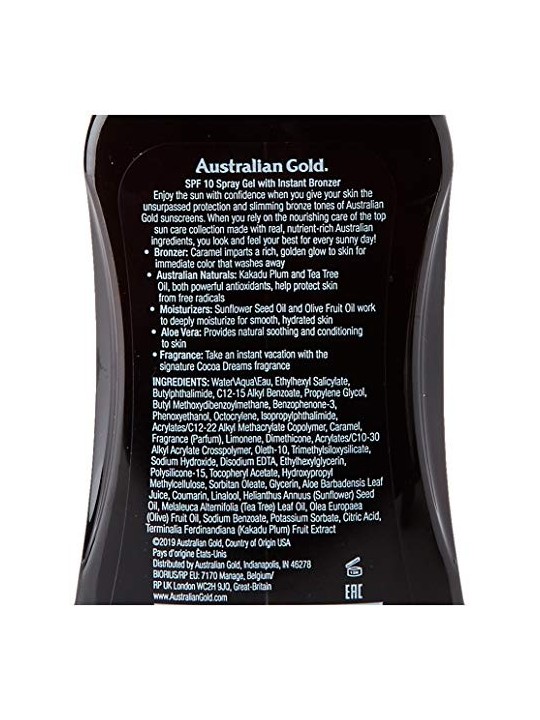 Australian Gold Spray Gel With Instant Bronzer Sunscr. SPF10 237ml