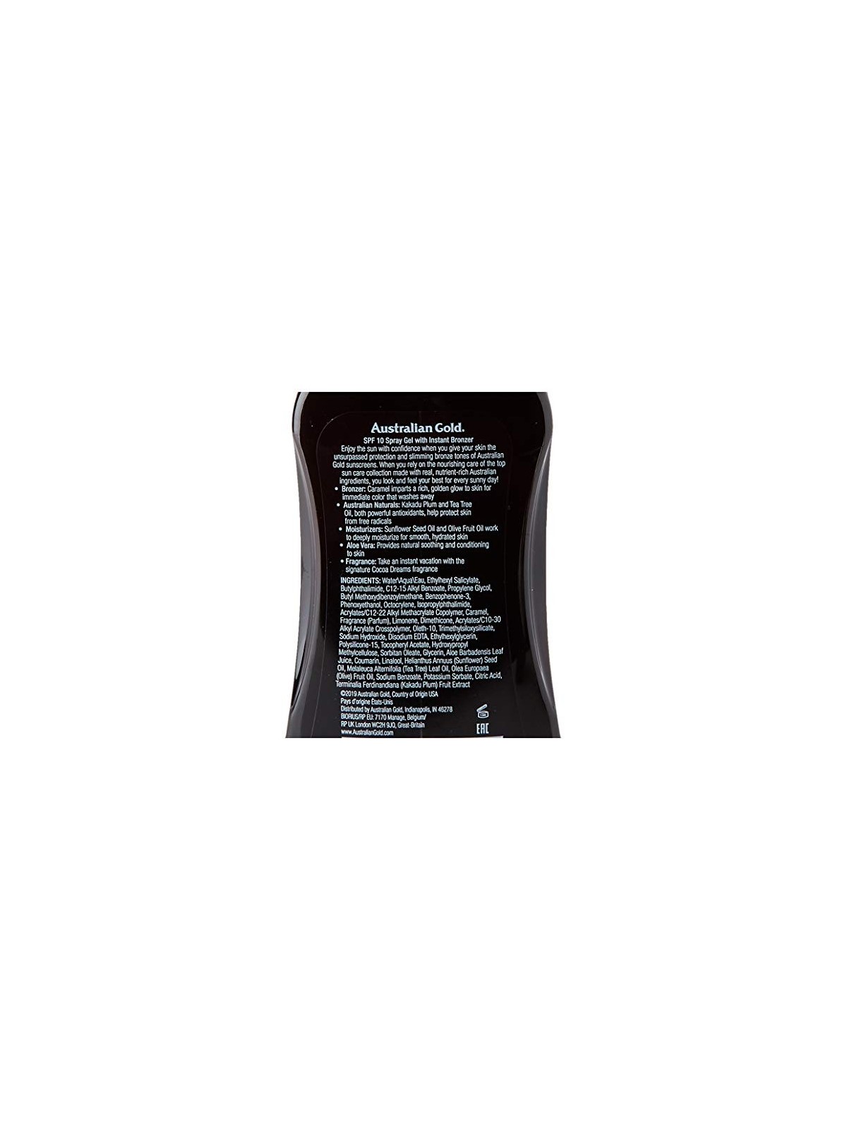 Australian Gold Spray Gel With Instant Bronzer Sunscr. SPF10 237ml
