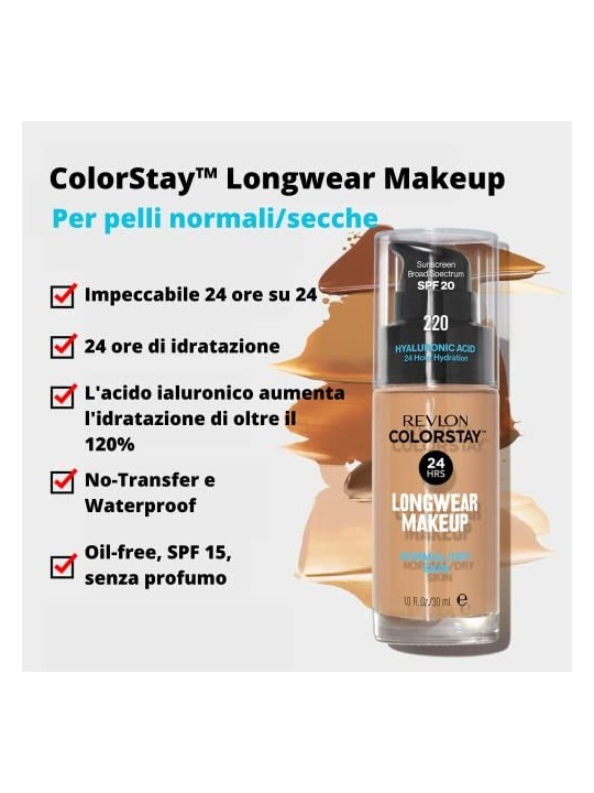 Fondotinta Revlon Colorstay 24h SPF 20 Pelle NormaleSecca 180 Sabbia Beige