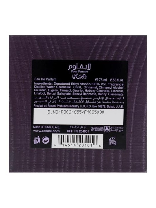 Rasasi La Yugawam Femme eau de parfum donna 75ml