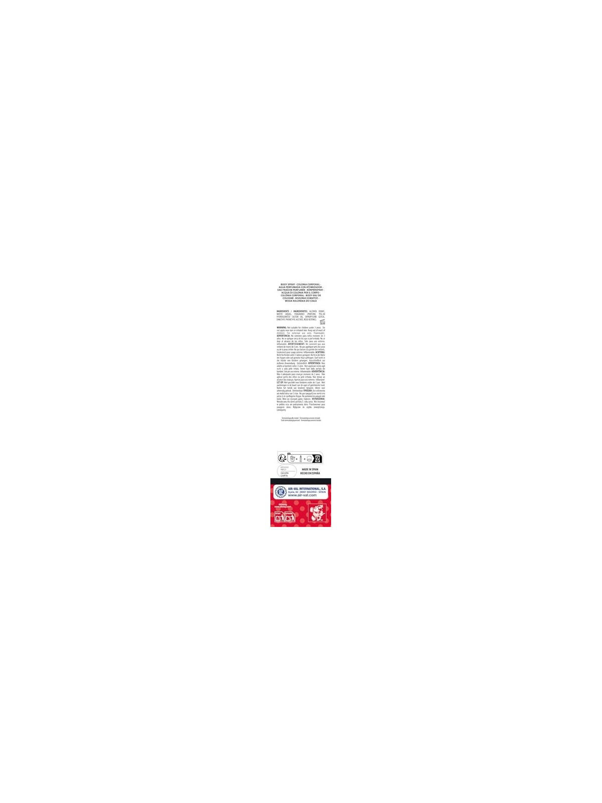 Cartoon PROFUMI PER BAMBINI Minnie Mouse Spray Corpo baby 200ml