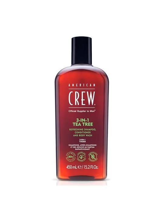 American Crew Tea Tree 3In1 Shampoo Conditioner & Body Wash uomo 450ml