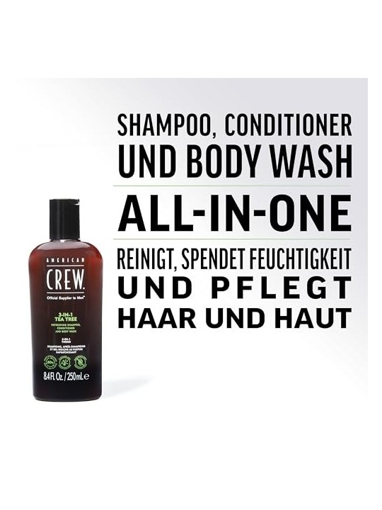 American Crew Tea Tree 3In1 Shampoo Conditioner & Body Wash uomo 450ml