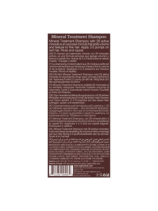 Saphira Trattamento Minerale Shampoo Trattamento Capelli Umidit Volume Per Tutti Tipi di Capelli 1000ml None Saphira www.essenze