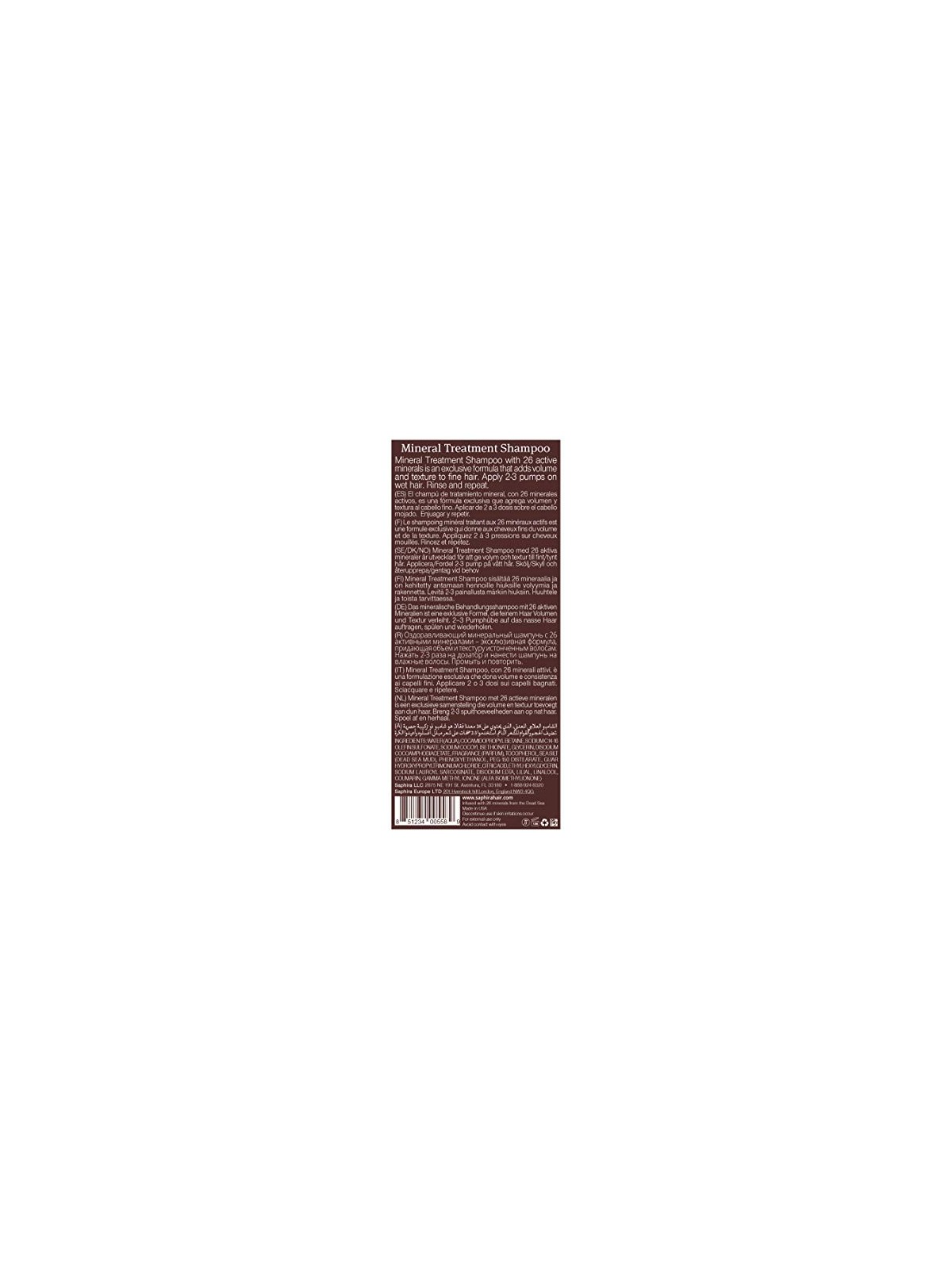 Saphira Trattamento Minerale Shampoo Trattamento Capelli Umidit Volume Per Tutti Tipi di Capelli 1000ml None Saphira www.essenze