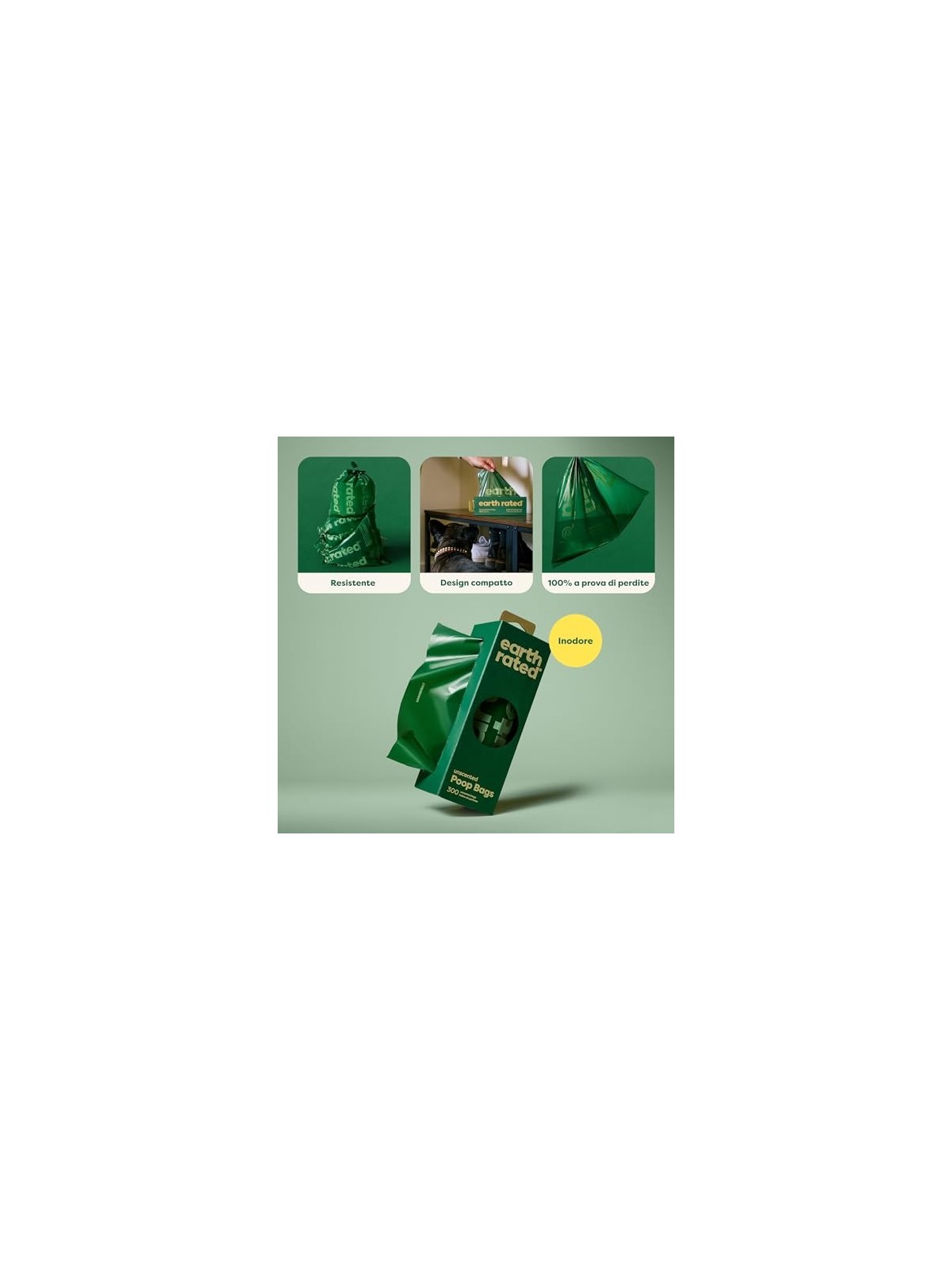 Earth Rated ROLLO sacchetto per animali domestici distributore senza profumo 300 unit unisex