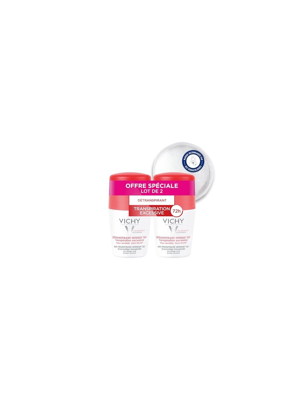 Vichy Antiperspirant Stress Resist 72H 2 pz Rollon antitraspirante contro la sudorazione eccessiva donna 50ml