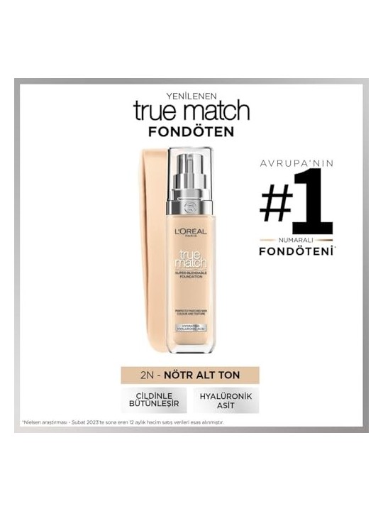 L'Orï¿½ï¿½al True Match Foundation 2.N 30ml