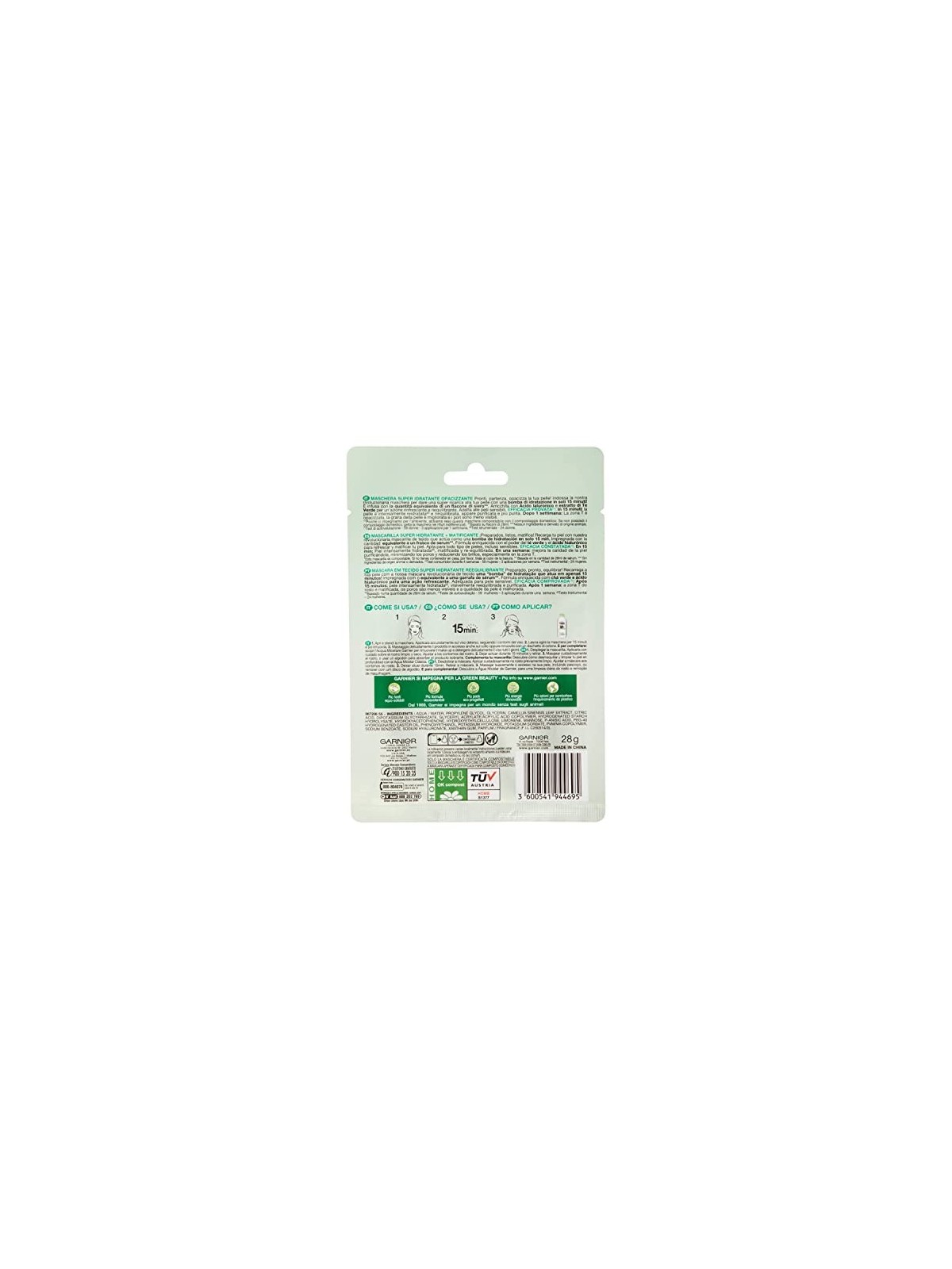 Maschera viso idratante opacizzante Garnier SKINACTIVE HYDRABOMB 28 gr