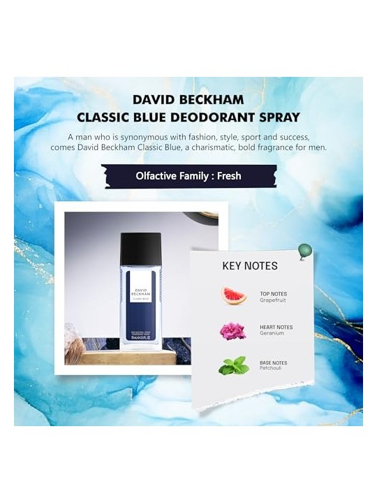 David Beckham Classic Blue Deodorant VAPO 75 ml (man) David Beckham www.essenzetotalstyle.com 
